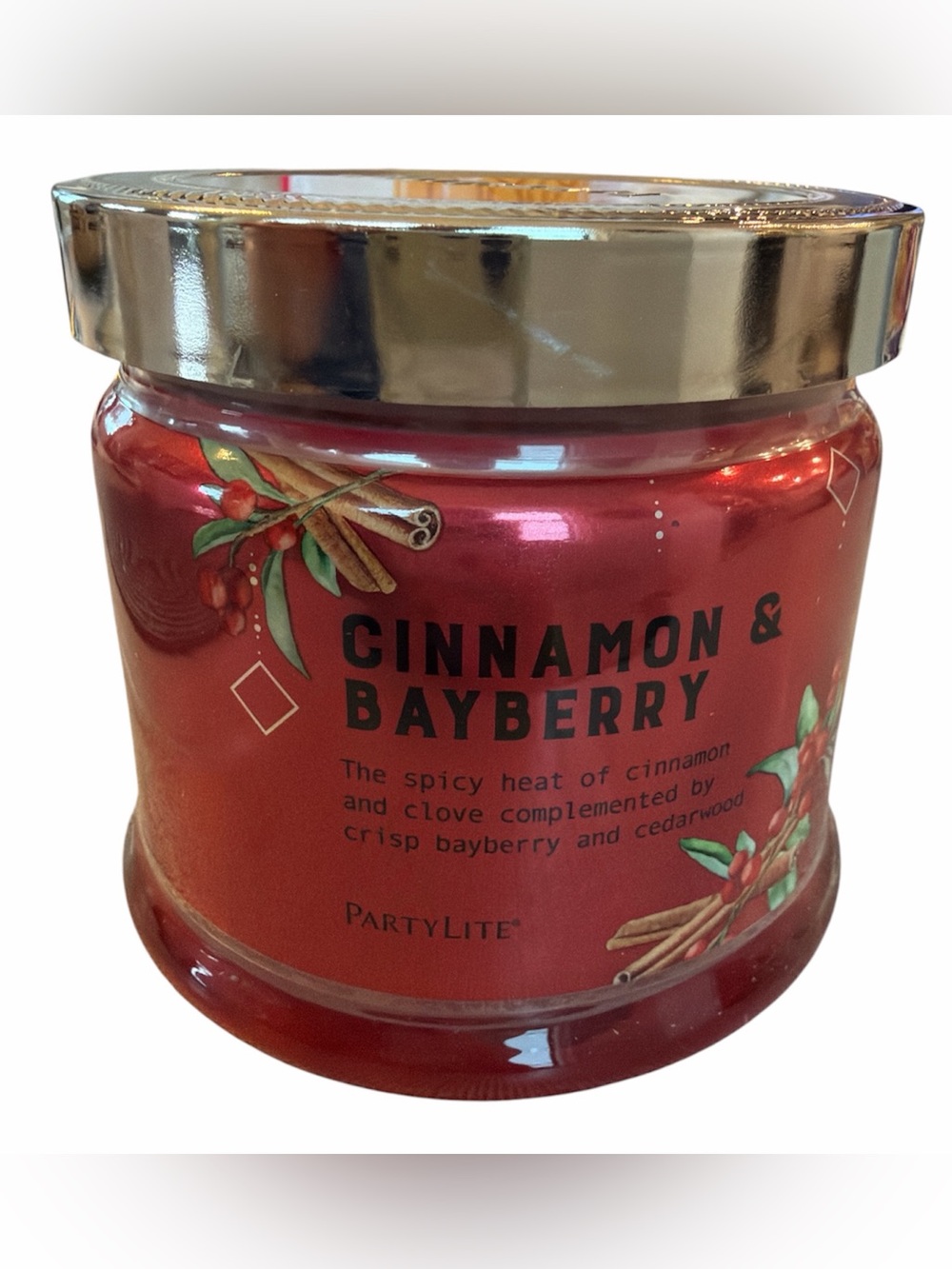 Party Lite 3 Wick Cinnamon & Bayberry Candle 13.2 Oz